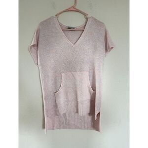 Tommy Bahama Solana casual pink short sleeve sparkle sweater XS glitter pocket